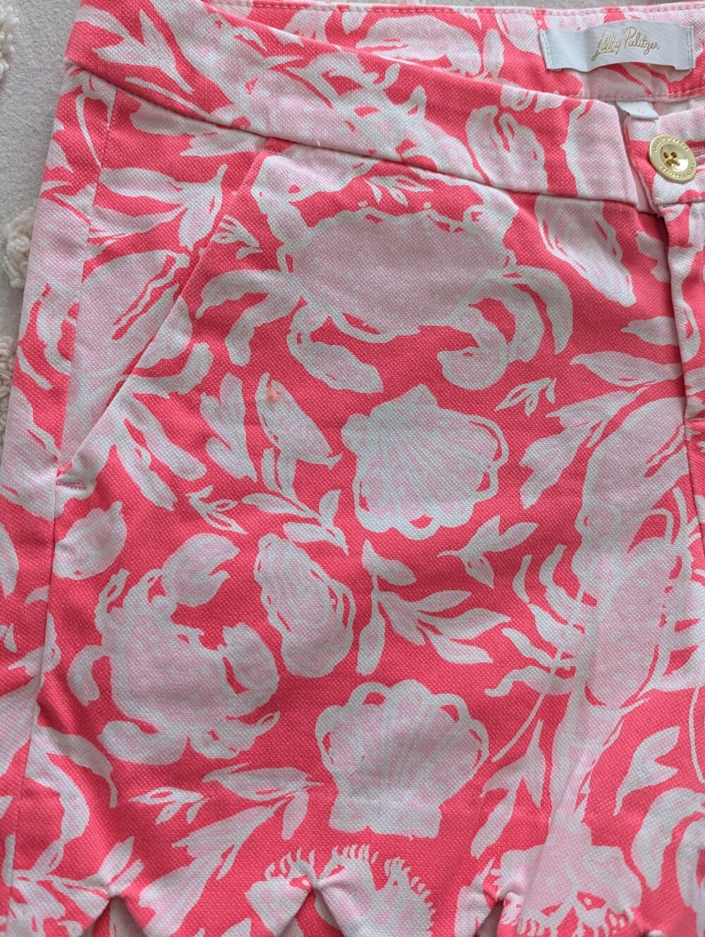 Lilly Pulitzer Scalloped Buttercup Shorts Sunbaked Crab Collab Size 0 - Picture 3 of 10
